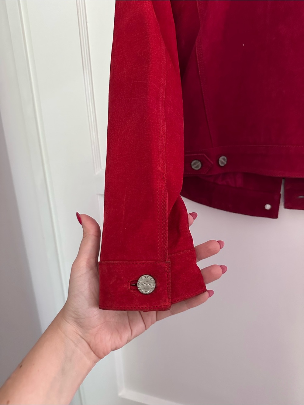 Jou Jou Skins Vintage Red Suede Leather Jacket — Size M - Picture 8 of 9